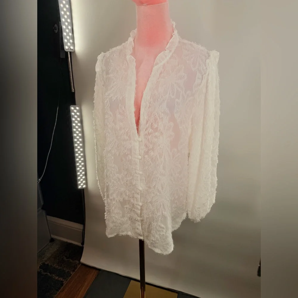 EUC SHEIN Fuzzy Bishop Sleeve Blouse